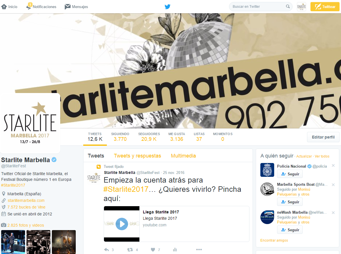 Redes sociales Starlite