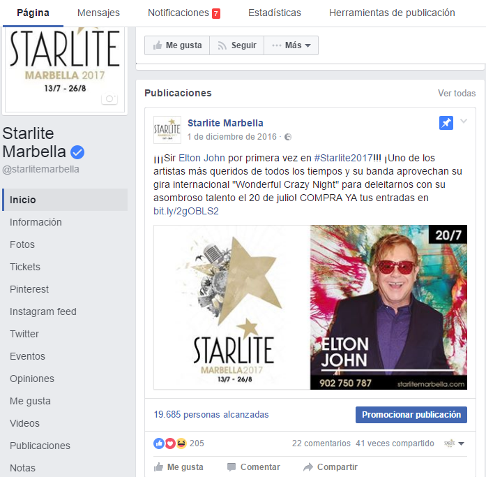 Redes sociales Starlite